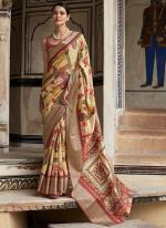 Dola Viscose Beige Festival Wear Printed Saree